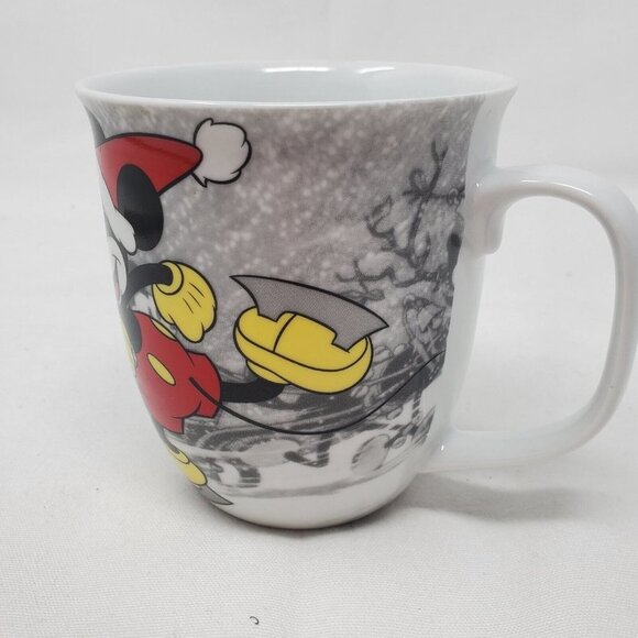 Disney, Jolly, Mickey's Vintage Holiday Ice Skating In Santa Hat Coffee Cup Mug - Picture 3 of 10